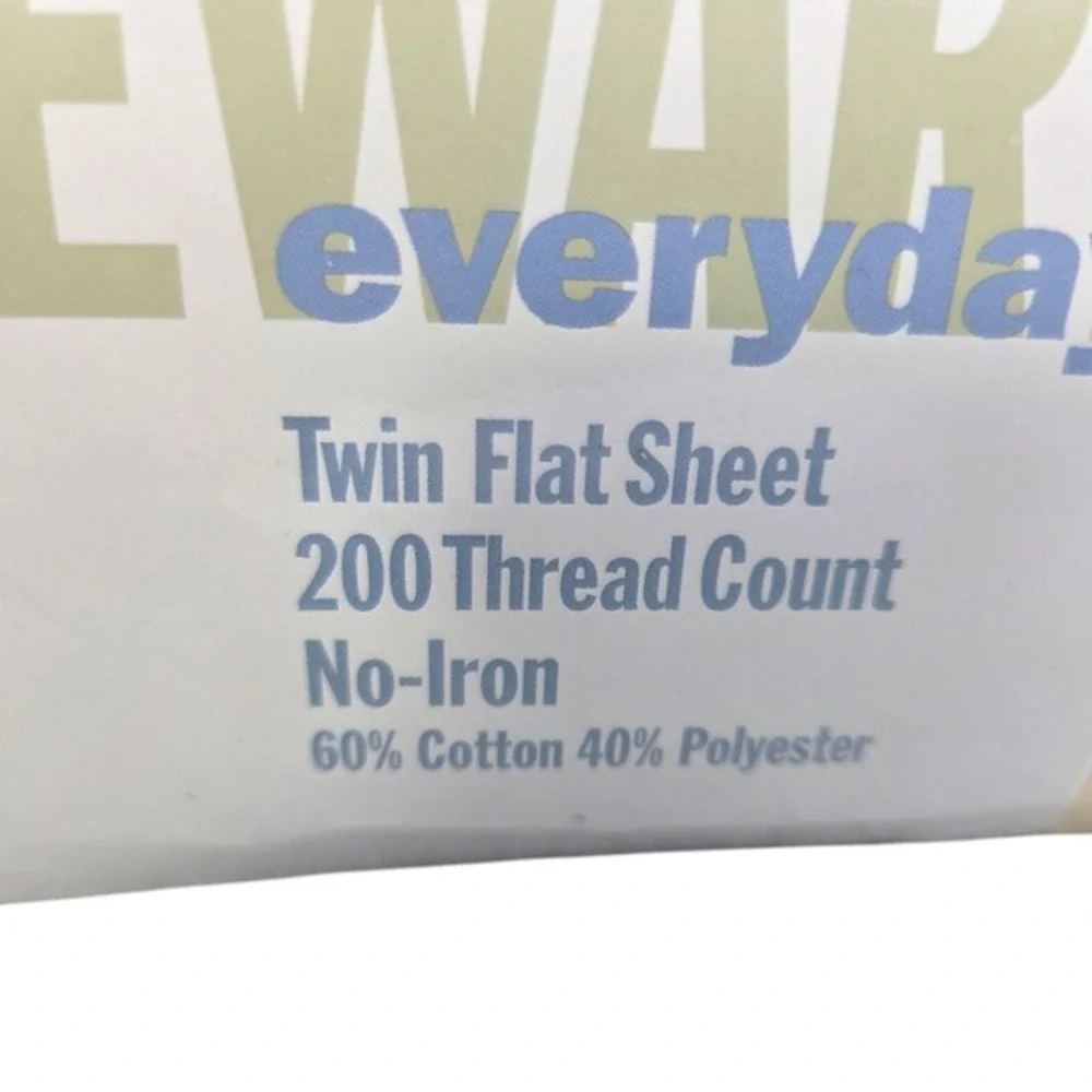 Martha Stewart Twin Flat Bed Sheet Yellow Cottagecore Cotton Blend Vtg New‎